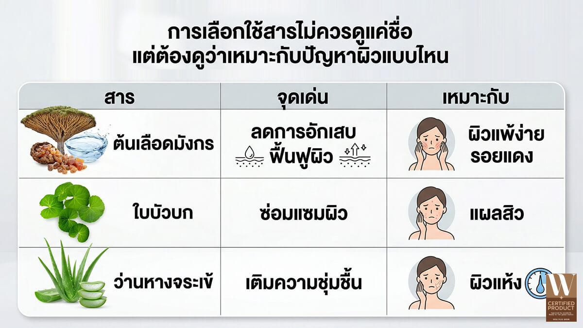 เปรียบเทียบสารสกัดต้นเลือดมังกรกับสารฟื้นฟูผิวชนิดอื่น