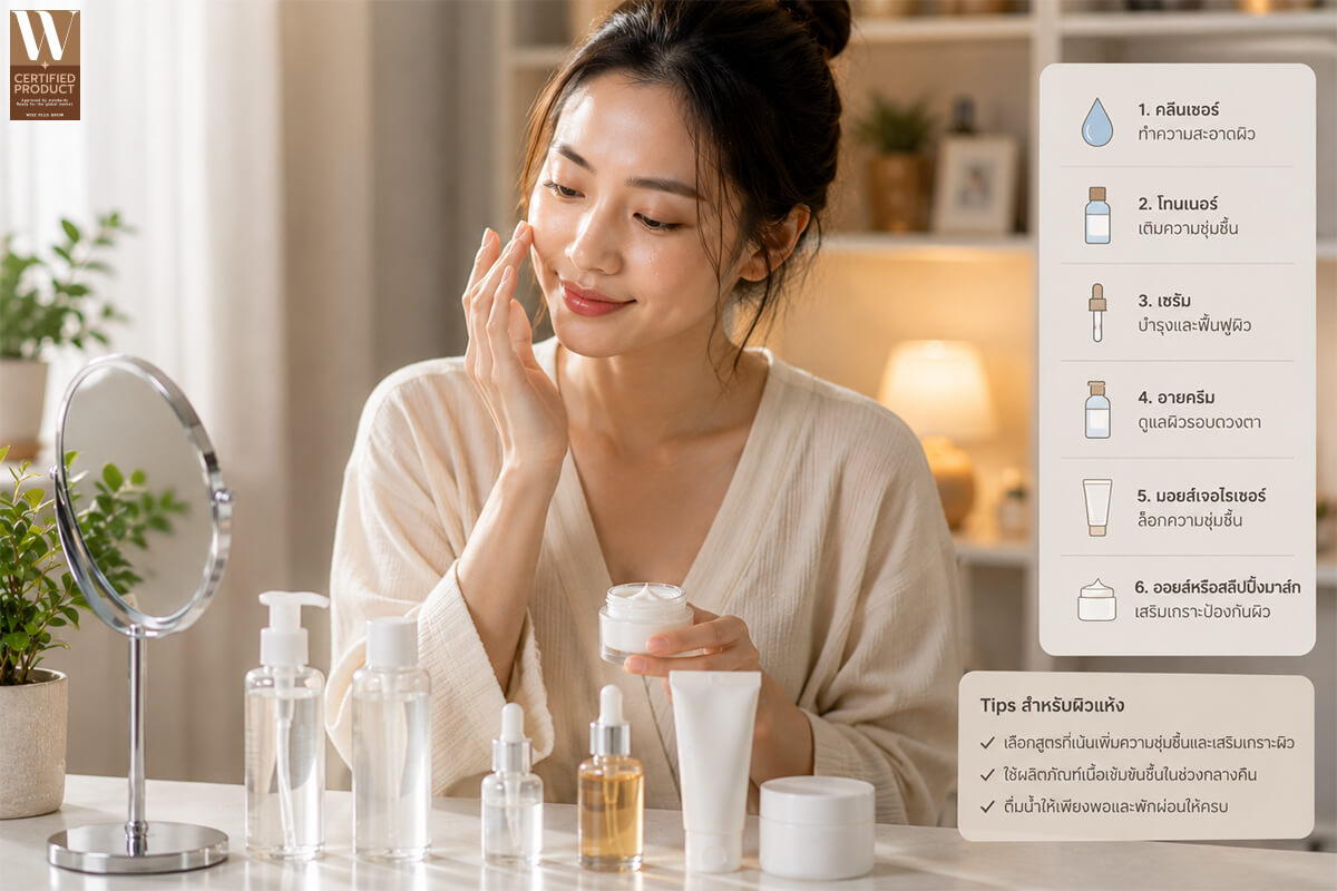 ลำดับการลงสกินแคร์สำหรับผิวแห้ง