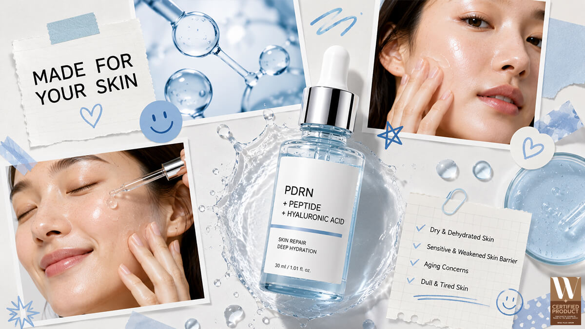 PDRN Peptide และ Hyaluronic Acid Serum สำหรับผิวขาดน้ำและต้องการการบำรุง