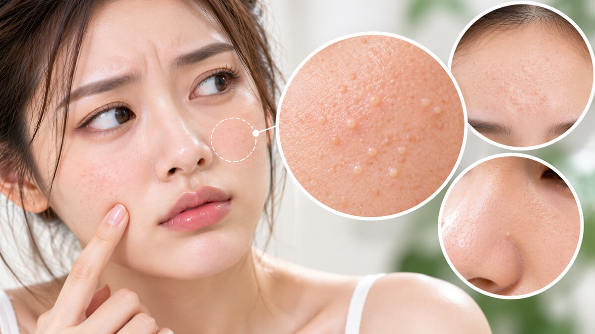 สิวหัวปิดเม็ดเล็กจากไขมันและเซลล์ผิวอุดตันรูขุมขน