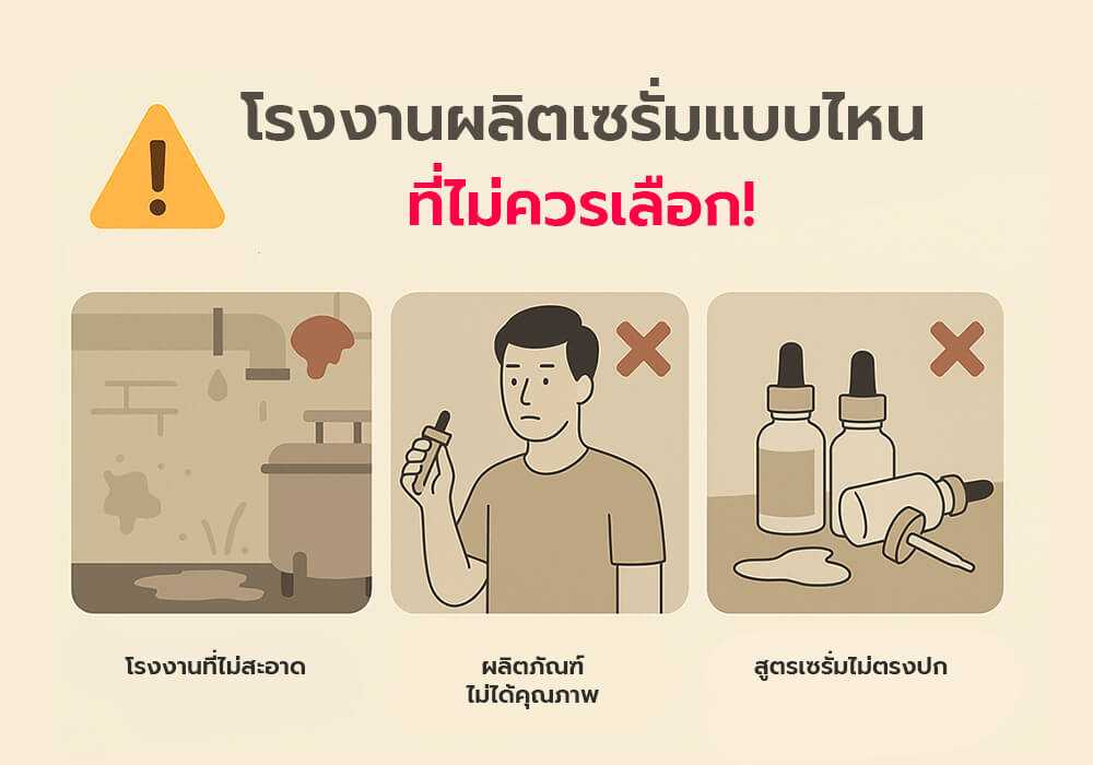 เช็กลิสต์โรงงานผลิตเซรั่มที่ไม่ควรเลือกสำหรับมือใหม่