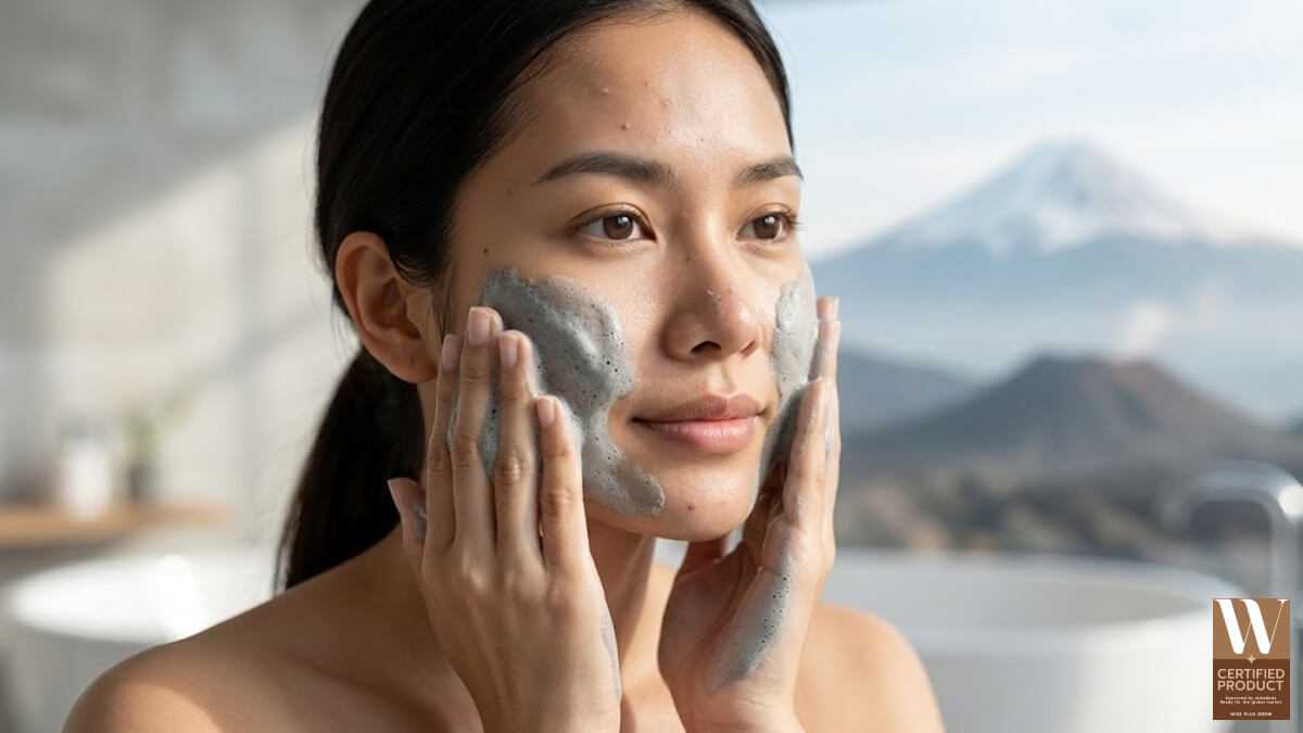 สบู่โคลนภูเขาไฟฟูจิสำหรับผิวมันเป็นสิวง่ายทำความสะอาดล้ำลึก