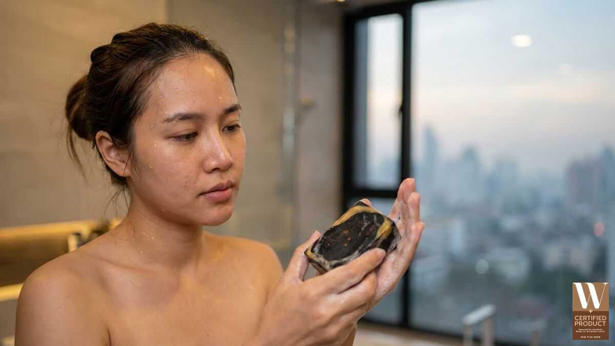 สบู่สาหร่ายแดงทองดำดีท็อกซ์ผิวหมองสำหรับคนเมืองผิวมันผิวผสม