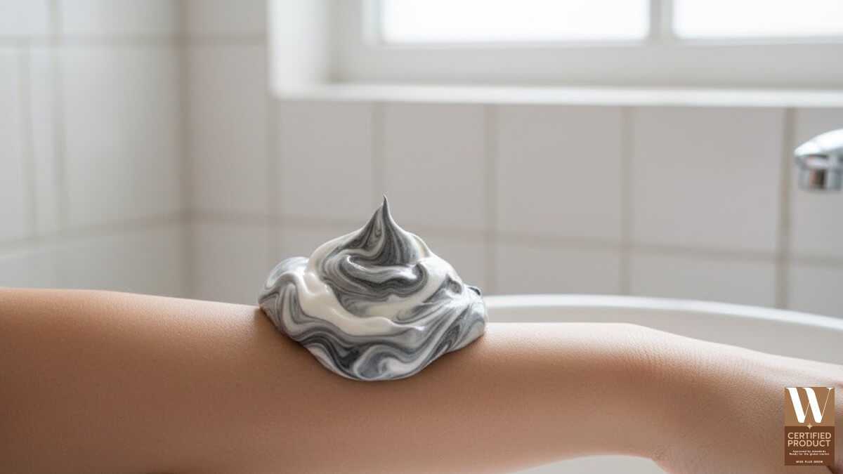 สครับชาโคลฟองนมสำหรับผิวกาย เนื้อครีมมี่ อ่อนโยน ไม่บาดผิว