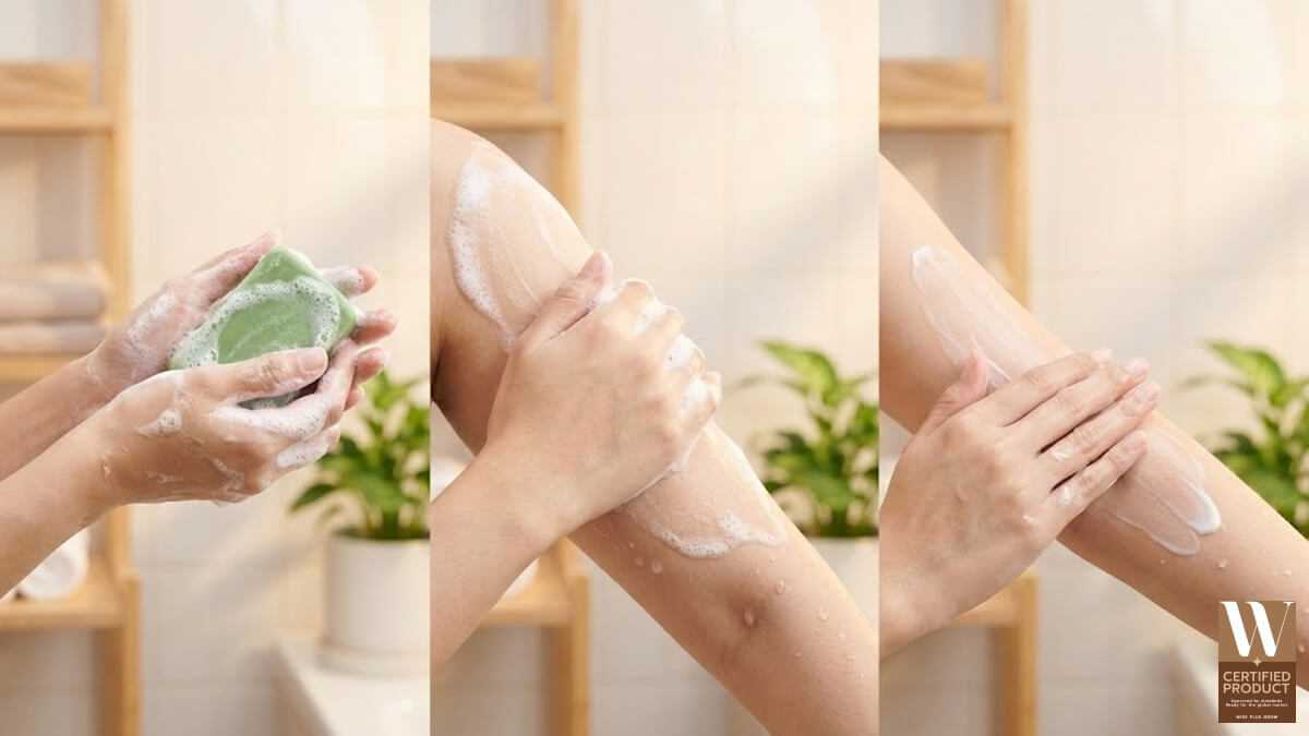 ขั้นตอนใช้สบู่ใบบัวบกอย่างอ่อนโยนร่วมกับการบำรุงผิว
