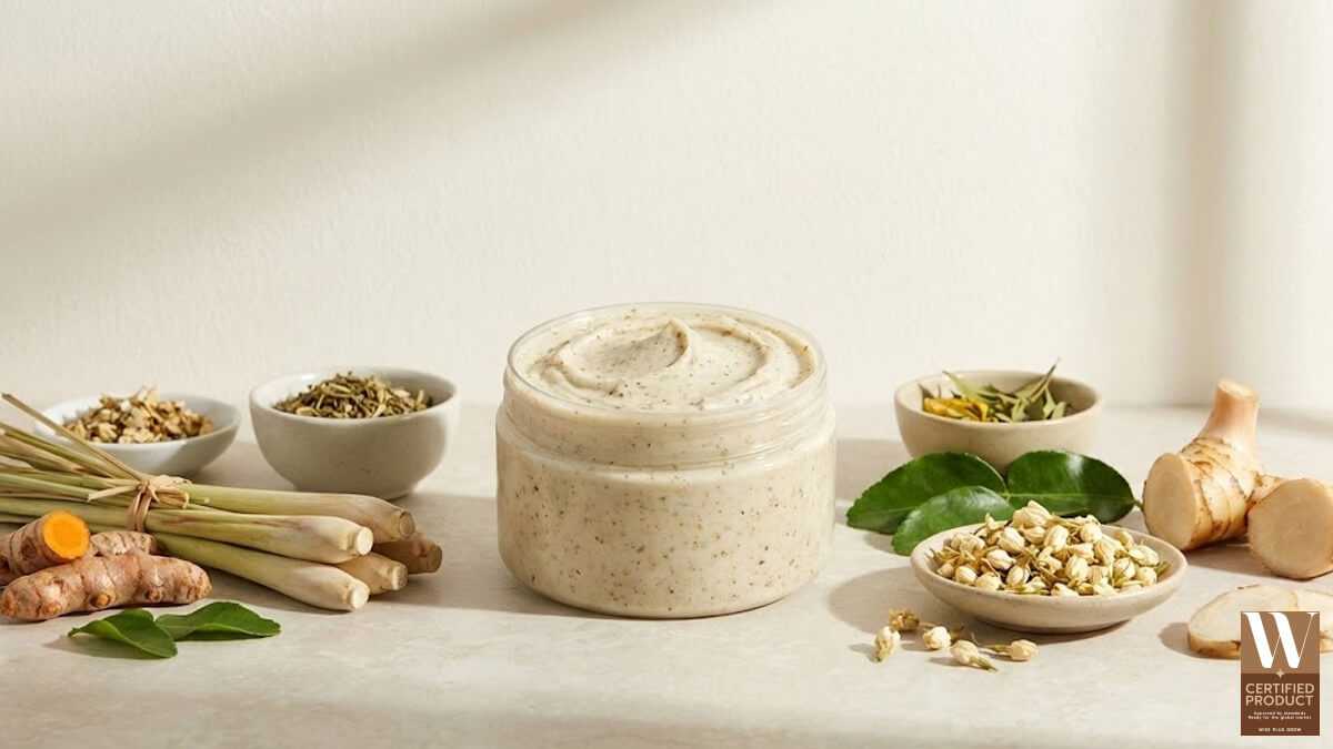 สครับเนื้อสมุนไพรแนวธรรมชาติสำหรับการดูแลผิวอย่างอ่อนโยน