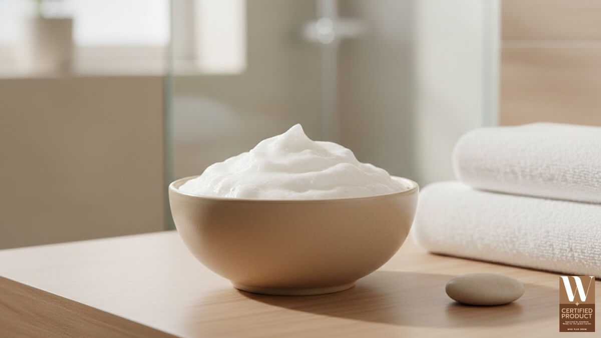 สครับน้ำนมฟองนมเนื้อครีมมี่สำหรับขัดผิวอย่างอ่อนโยน