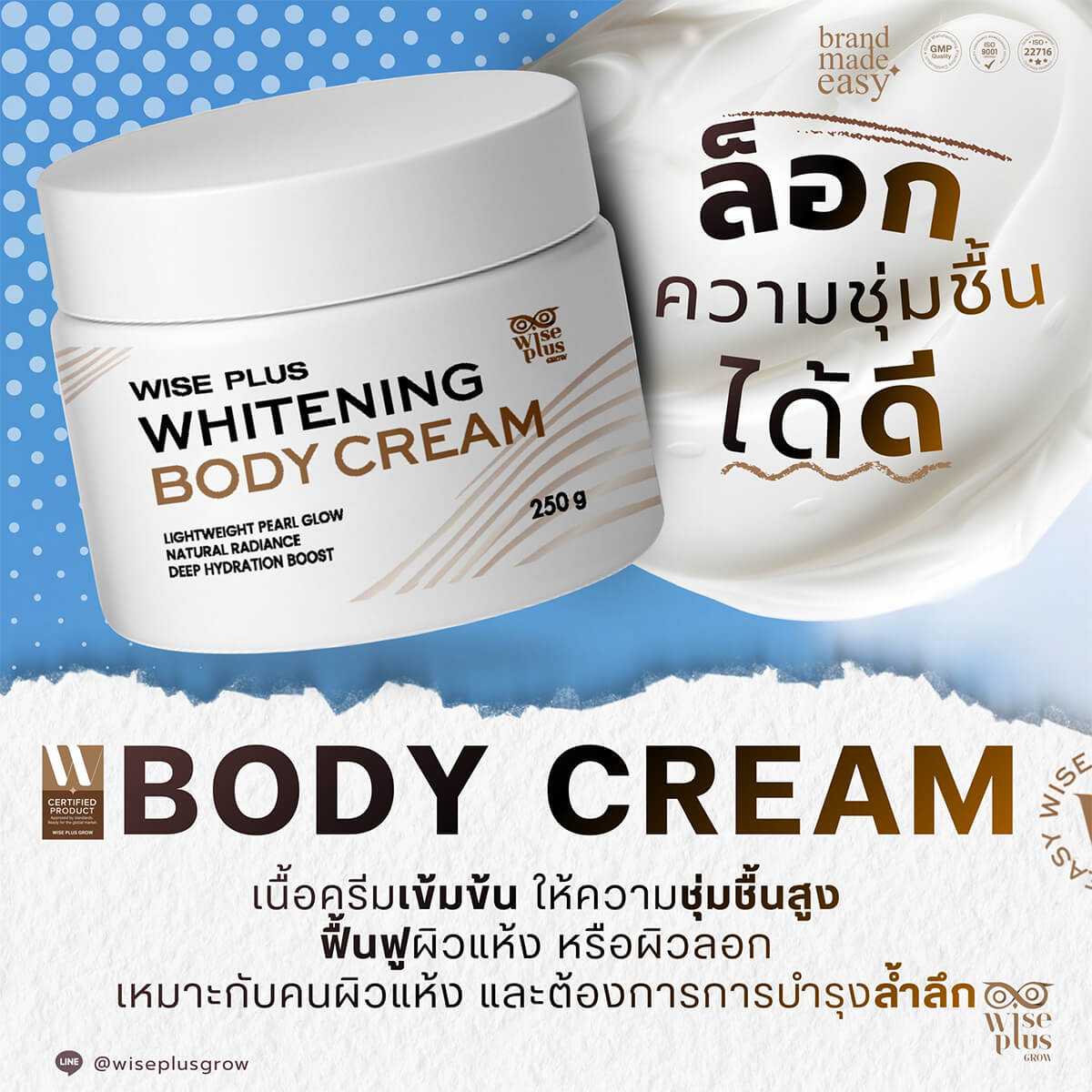 Hydro White Body Lotion จาก Wise Plus Grow ที่เหมาะกับการดูแลผิวในช่วงกลางวัน
