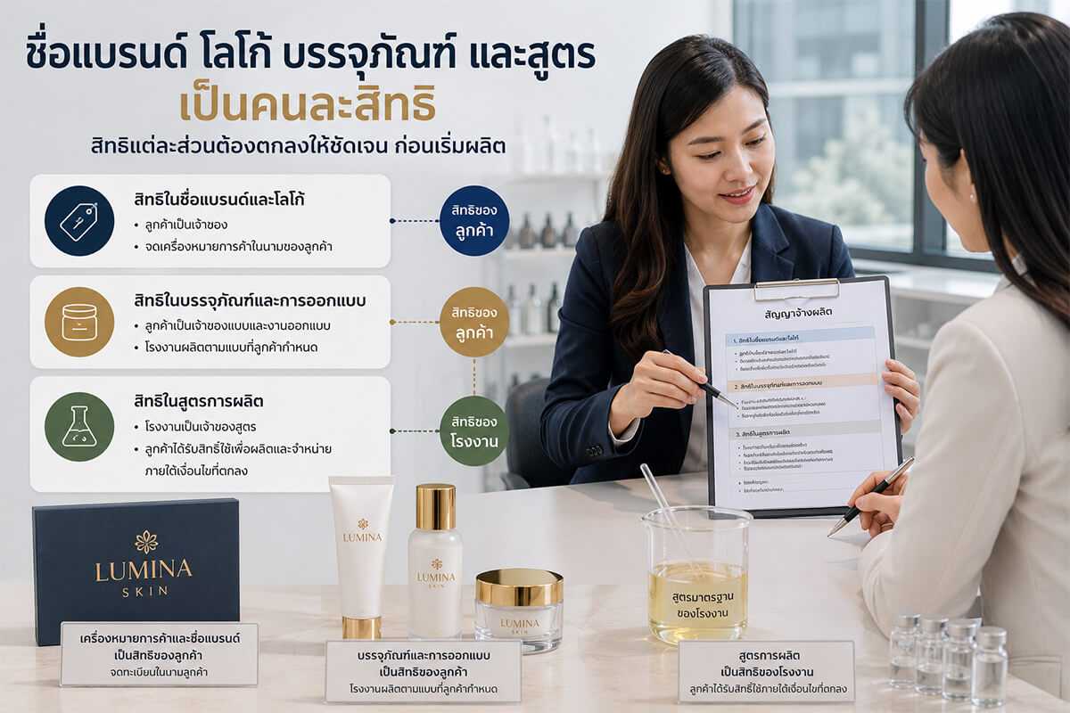 สิทธิ์ในชื่อแบรนด์ โลโก้ บรรจุภัณฑ์ และสูตรครีมแยกจากกัน